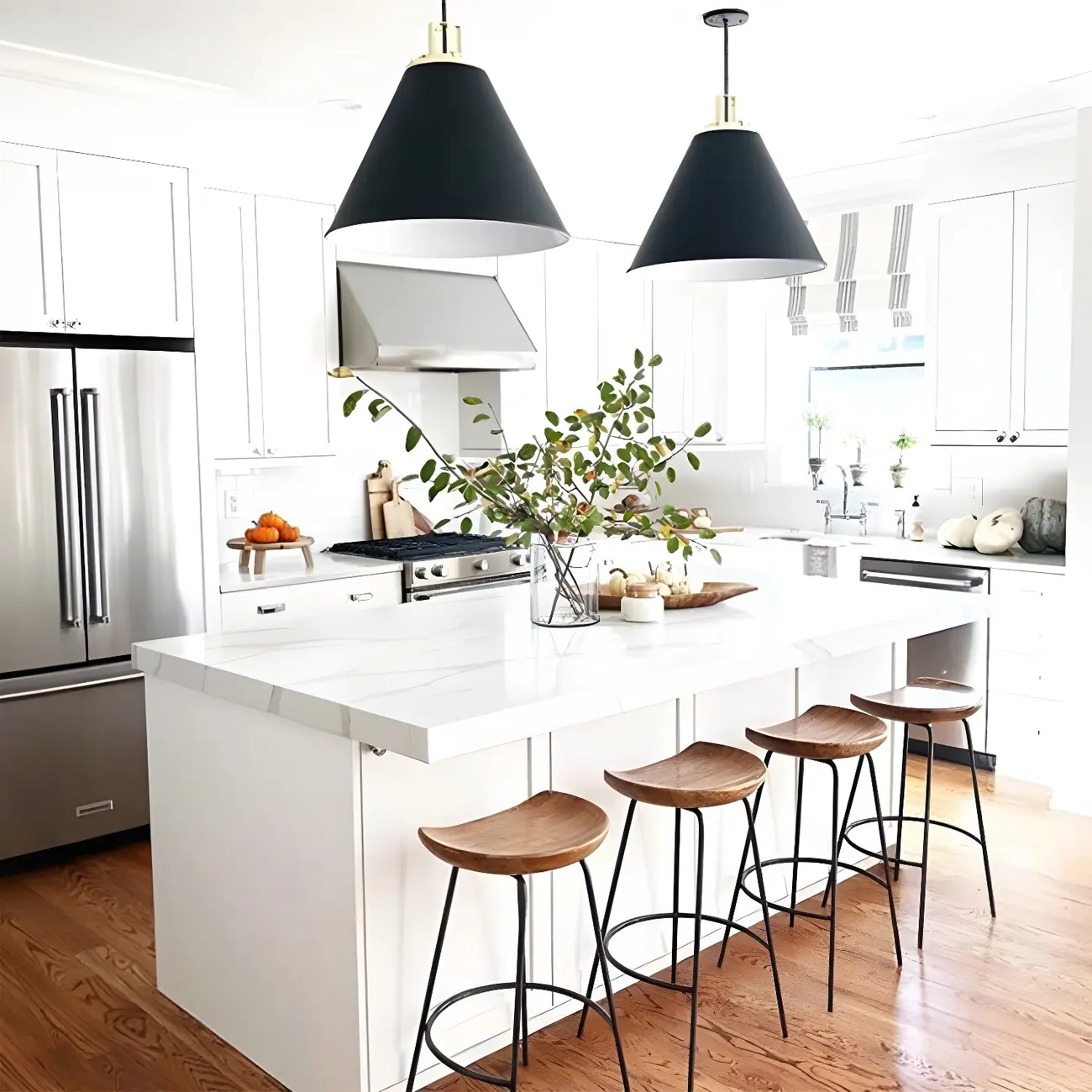 Modern Solid Wood Counter Height Bar Stools