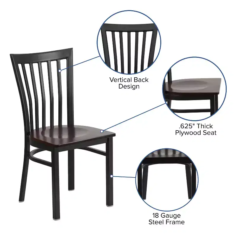 Flash Furniture Black School House Back Metal Restaurant Chair