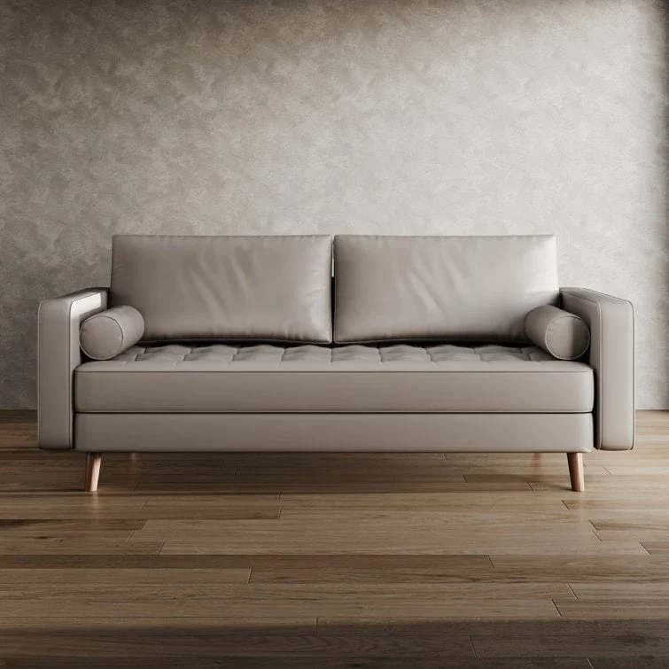 70-Inch Faux Leather Tufted Sofa