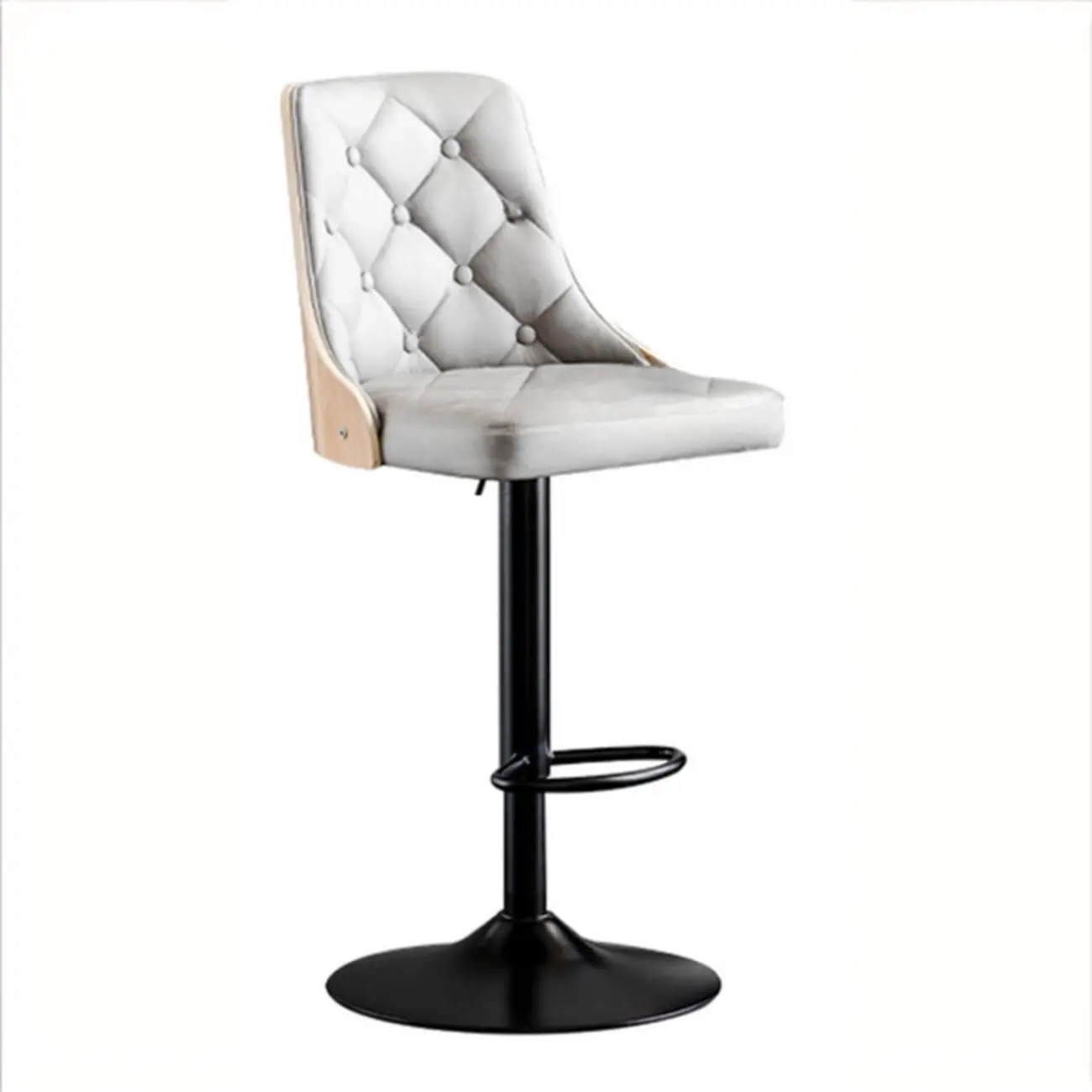 Modern Adjustable Full Back Tufted Leather Bar Stool