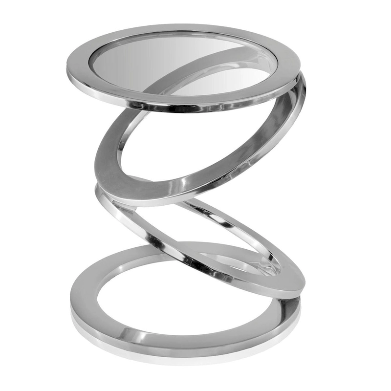 HomeRoots 17 Silver And Clear Glass and Aluminum Round Abstract End Table