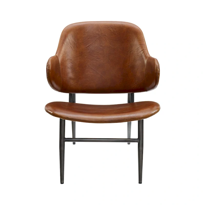 Art Leon Genuine Leather Accent Lounge Chair