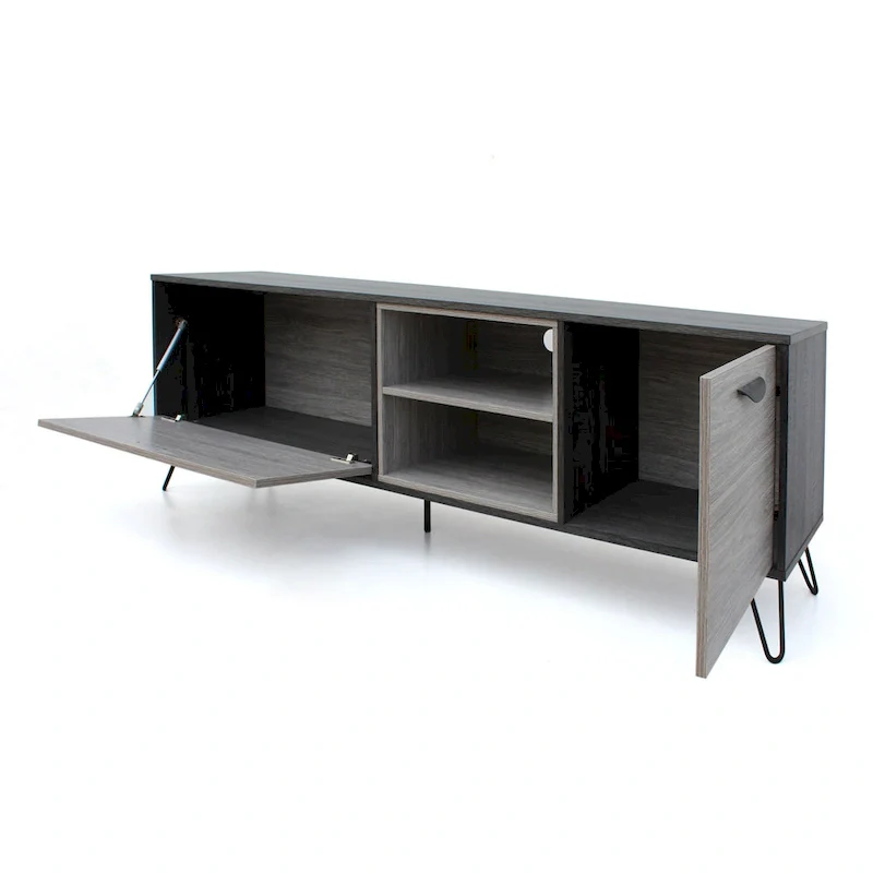 Alfie TV Media Entertainment Console Cabinet, 2 Shelves, Gray 71 Inch