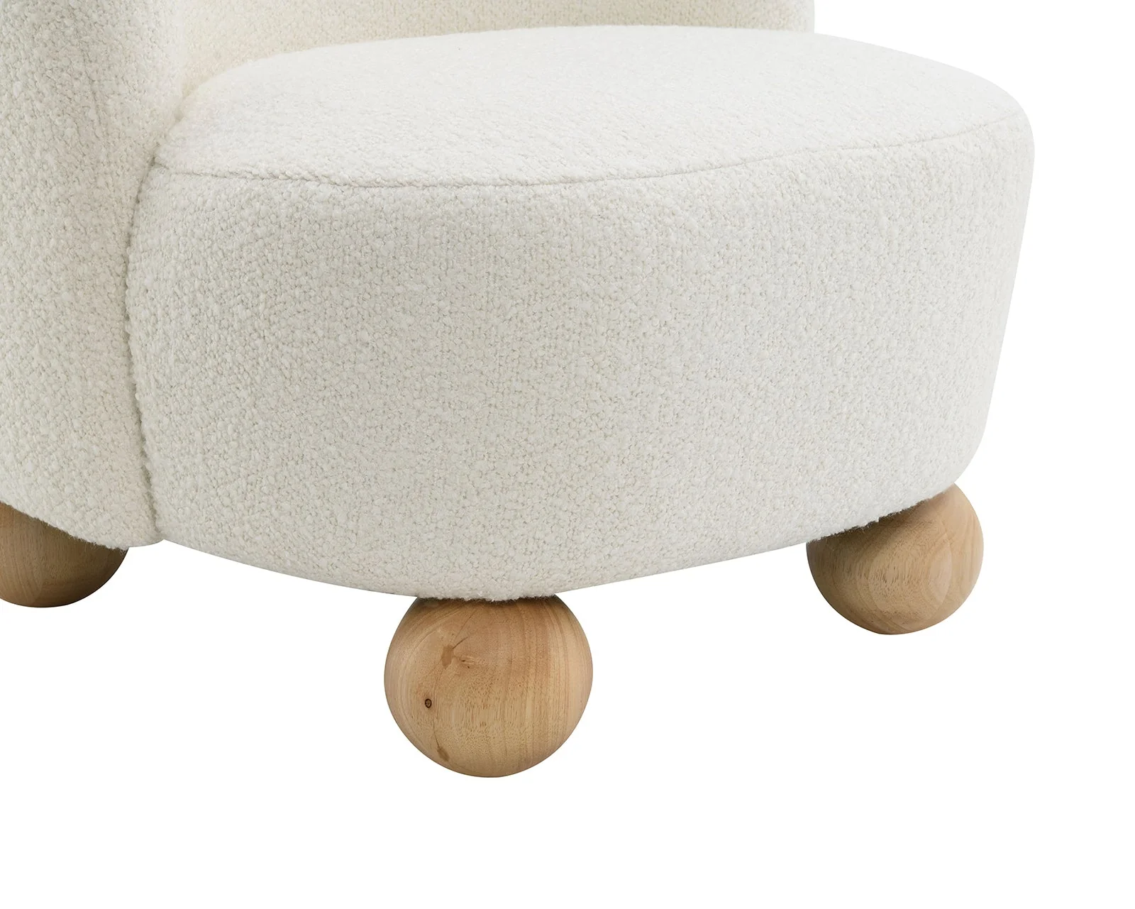 Curve Back Boucle Accent Chair with Ball Feet