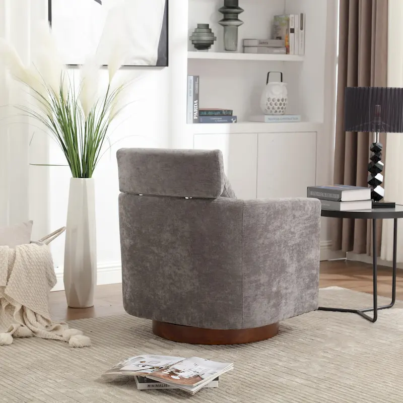 360 Degree Accent Swivel Chair,Chenille Upholstered Arm Chair