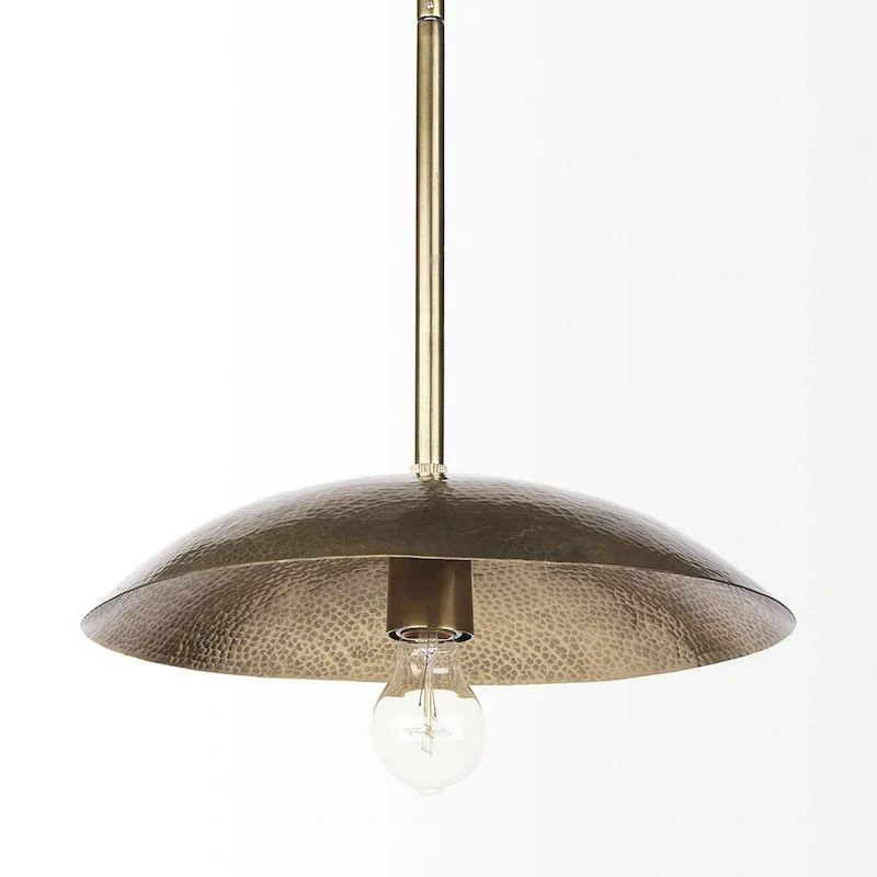 Garnet 13L x 13W Gold Hammered Metal Pendant Light - 14.5L x 14.5W x 3.3H