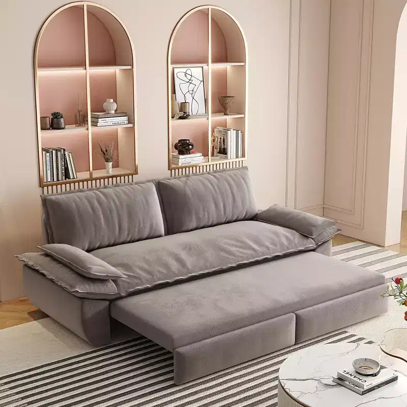 Whisen 3-in-1 Queen Velvet Sleeper Pull Out Sofa Bed, Convertible Loveseat Sofa Couch