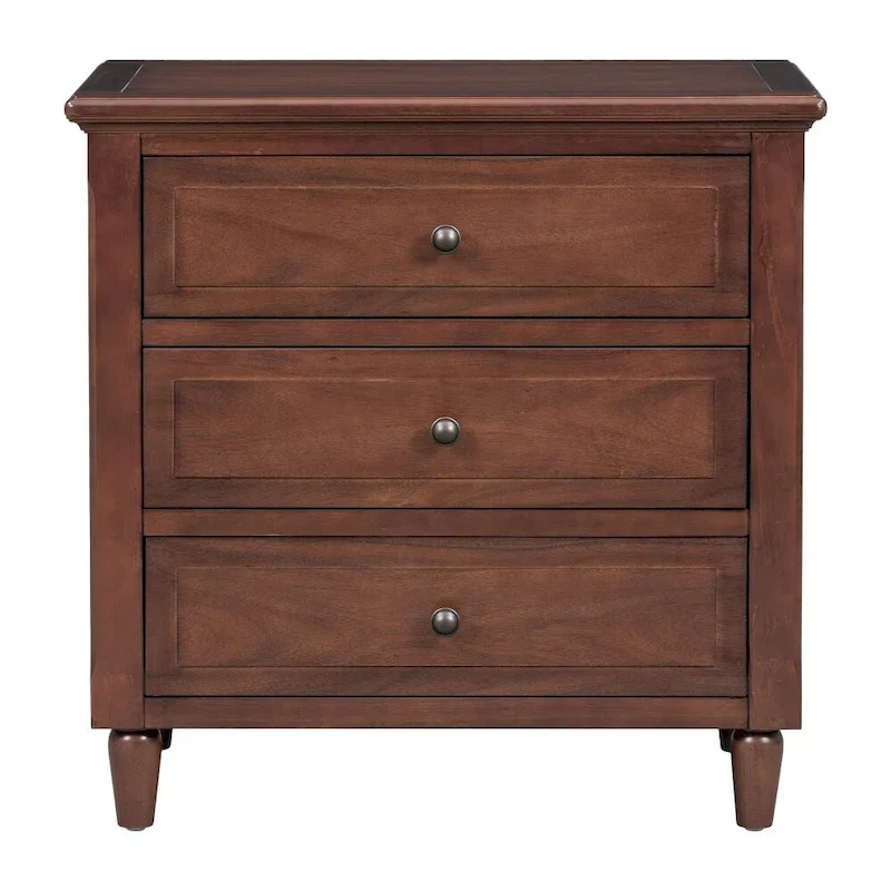 3-Drawer Nightstand Storage Wood Cabinet