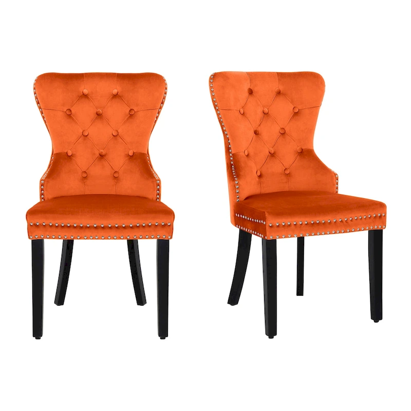 Grandview Tufted Upholstered Dining Chair (Set of 2) with Nailhead Trim and Ring Pull