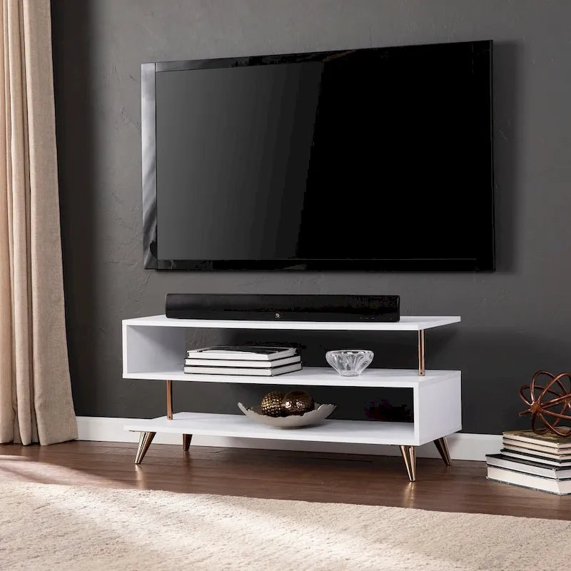 White Low Profile Media TV Stand for TV's up to 41