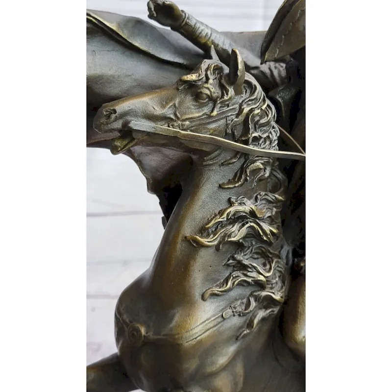 Napoleon Crossing The Alps Bronze Metal Replica Statue Sculpture On Marble Base