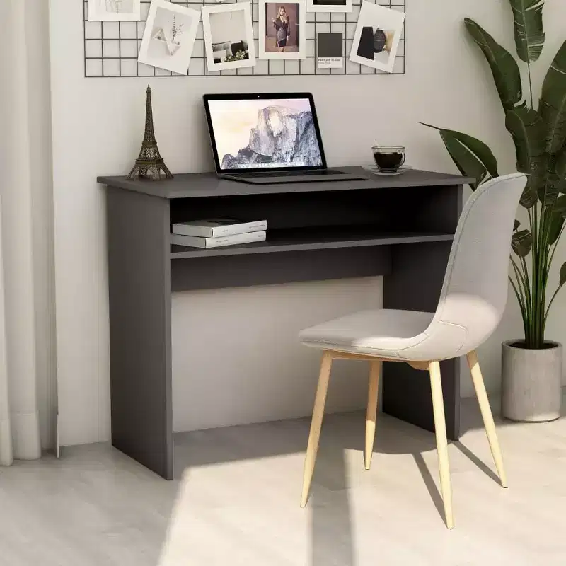vidaXL Desk White Engineered Wood Small Desk Rectangular Modern