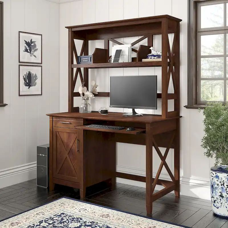 48W Small Computer Desk with Hutch