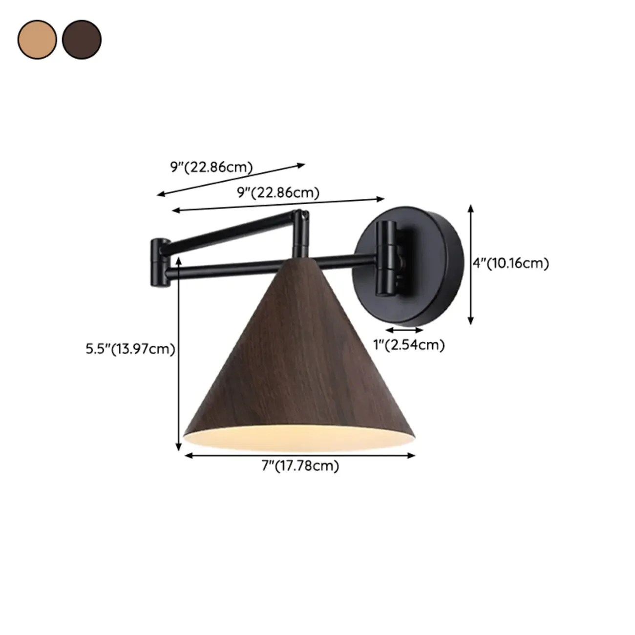 18 Small Bedside Swing Arm Wall Light with Wooden Shade