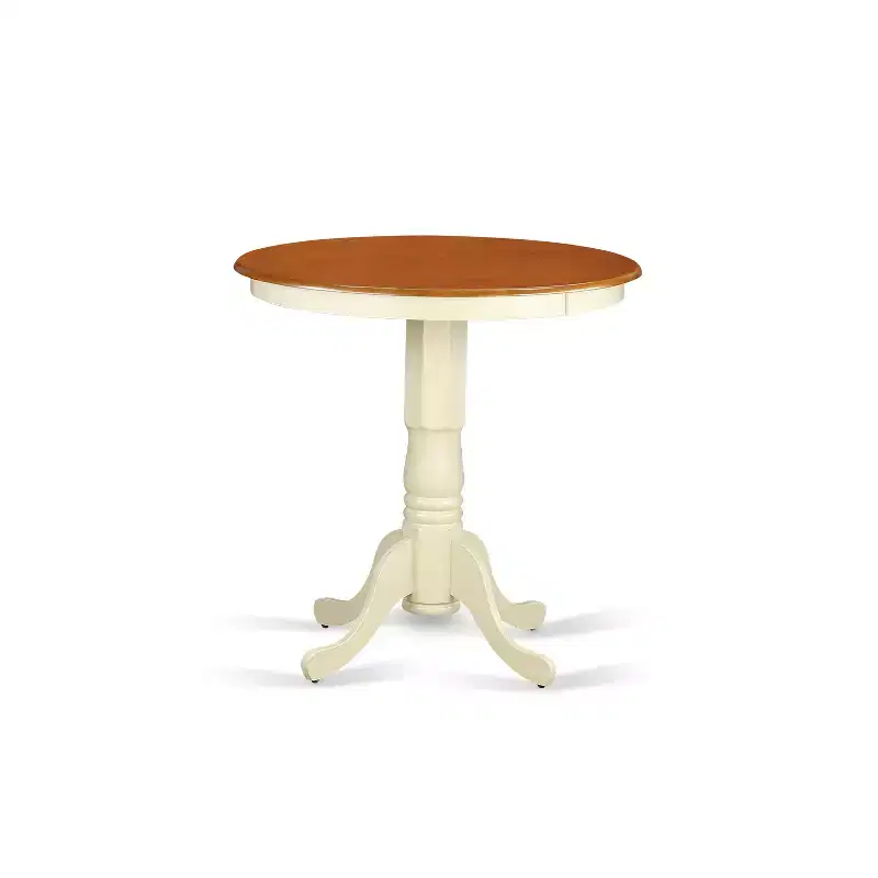 Round Pub Table Set, Mahogany/White, Seats 2, 3-Piece