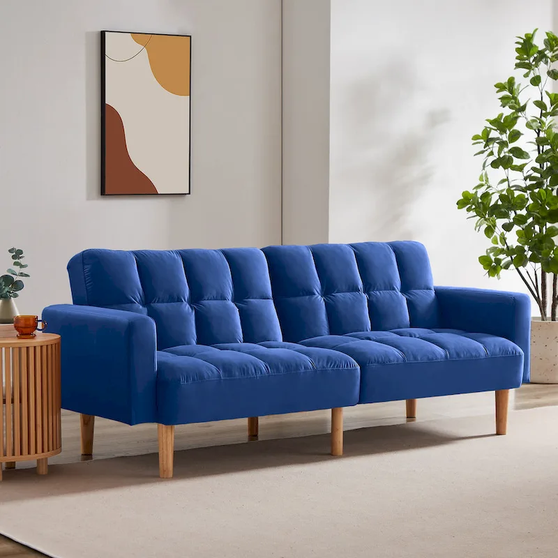 Velvet Convertible Sofa Bed - 3-Position Futon