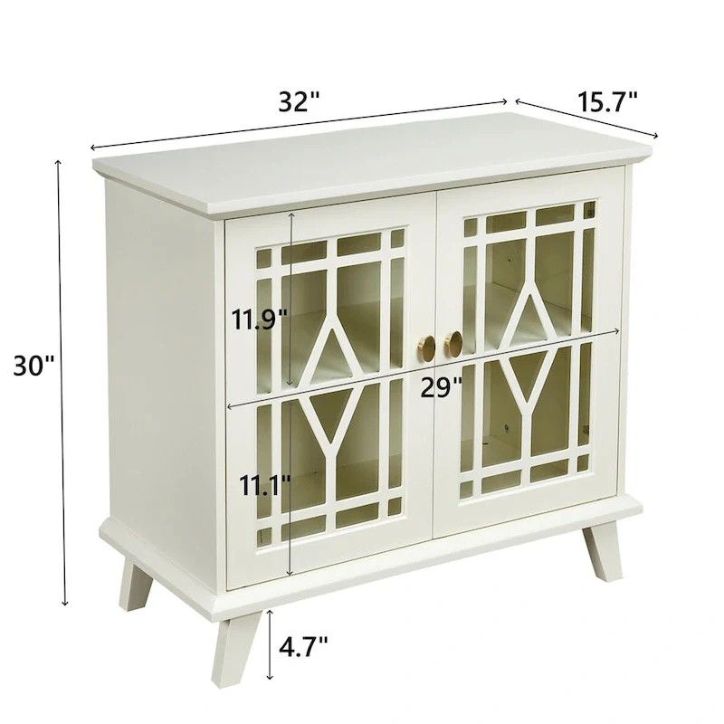 Storage Cabinet with Shelf,White Sideboard Cabinet for Living Room