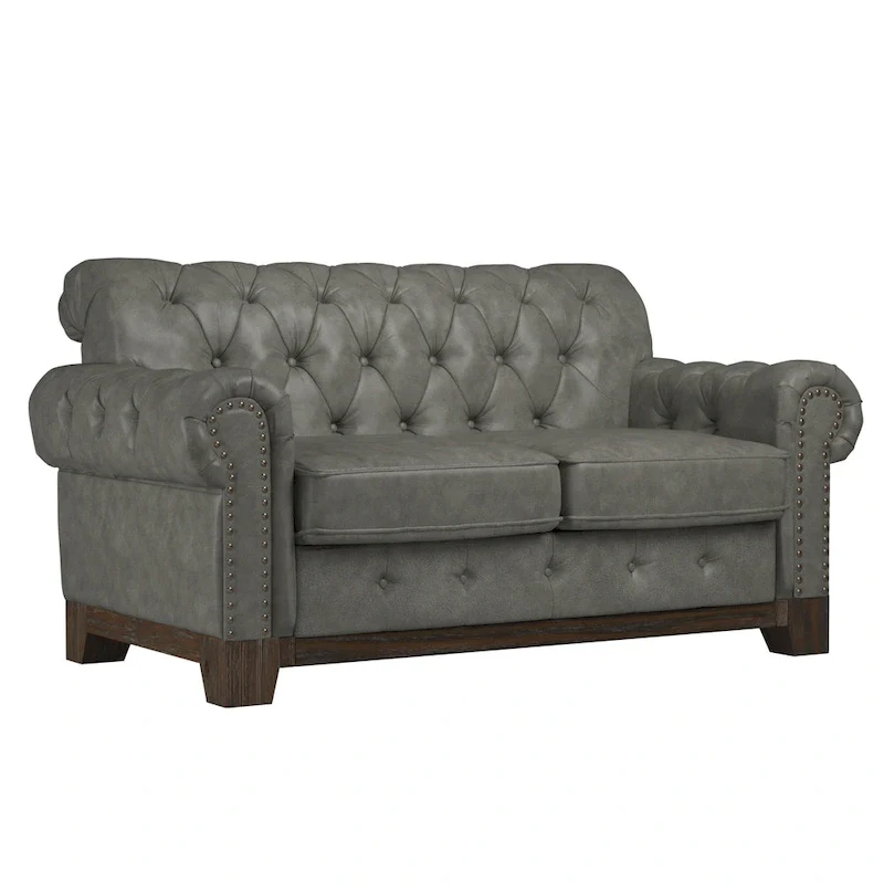 Greenwich Tufted Rolled Arm Nailhead Chesterfield Loveseat by iNSPIRE Q Artisan