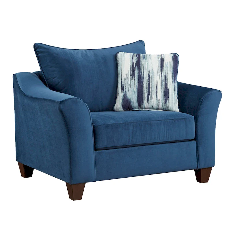 Roundhill Furniture Camero Fabric Pillowback Chair in Navy Blue