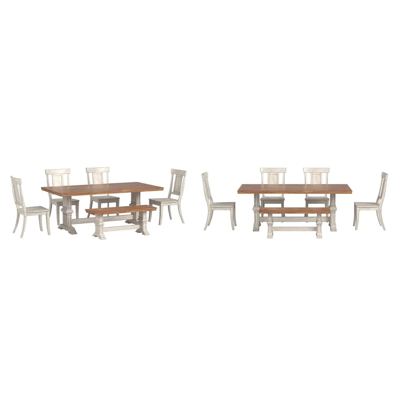 Ronda 78.7 Rectangular Solid Wood Top Dining Set with Panel Back Chairs