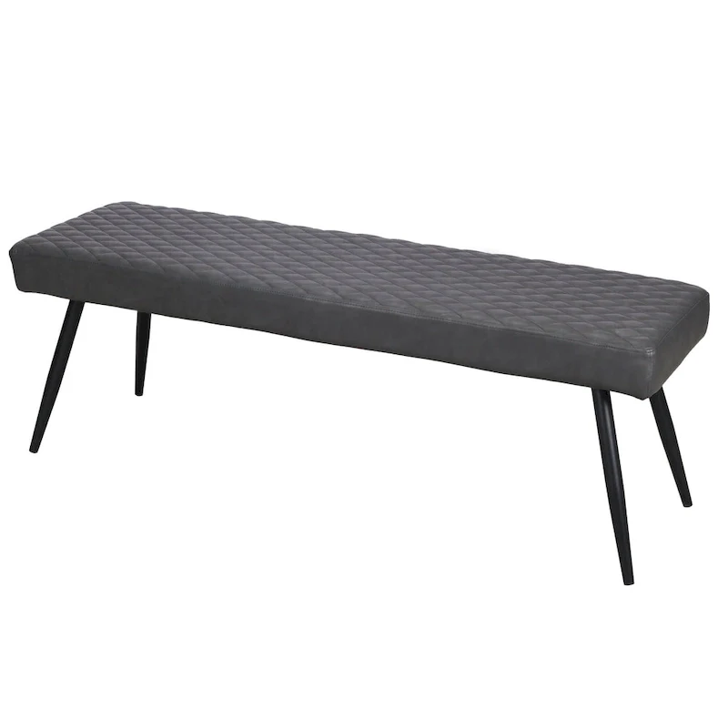 HomeRoots 54 Dark Gray and Black Faux Leather Upholstered Dining Bench - 53.54' X '18.7' X '16.54