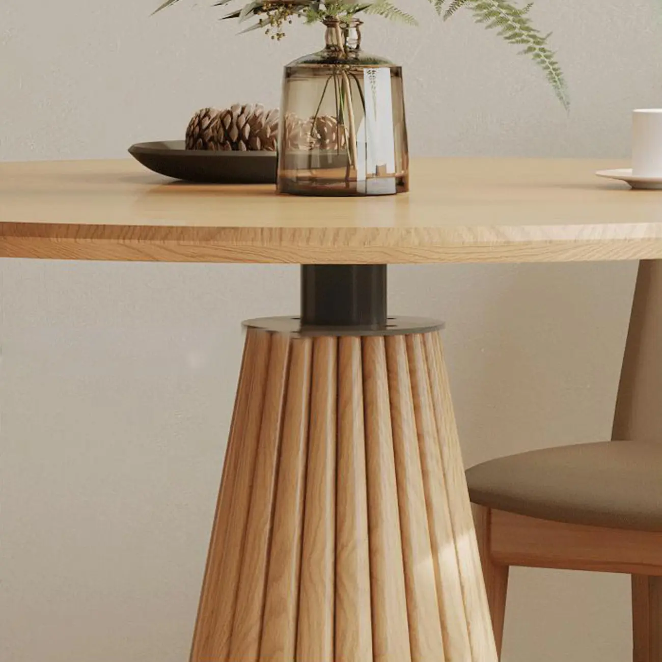 Modern Light Wood Round Dining Table