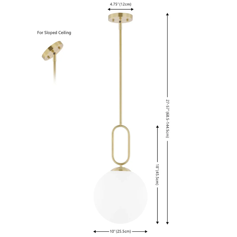 SAFAVIEH Lighting Rodanthi Extendable Pendant - 10 In. W x 10 In. D x 27-57 In. H - Brass - 10Wx10Dx57H
