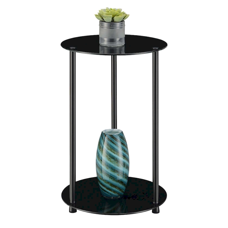 Convenience Concepts Designs2Go Classic Glass 2 Tier Round End Table