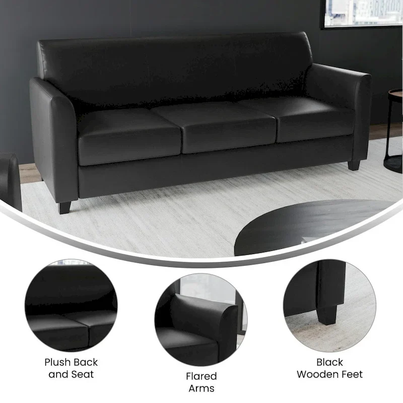 LeatherSoft Sofa with Clean Line Stitched Frame - 70W x 29D x 32.25H