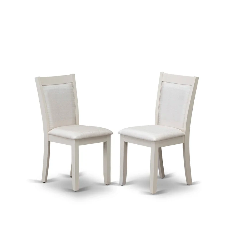 East West Furniture Dining Set- a Rectangle Dining Table and Cream Linen Fabric Parson Chairs, Linen White(Pieces Options)