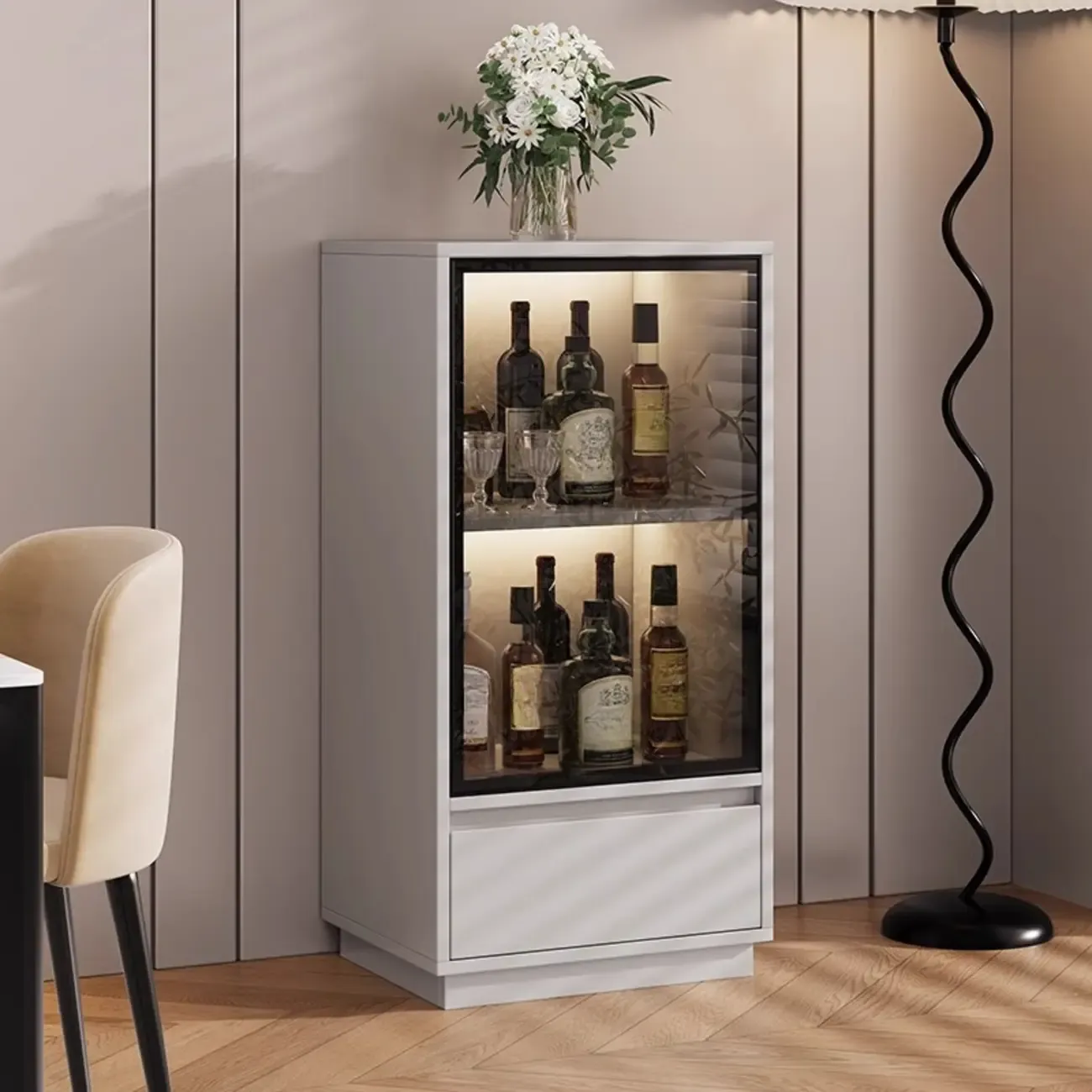 Standard Manufactured Wood Display Stand with Drawer