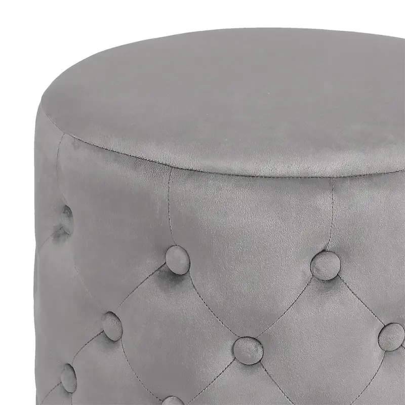 Adeco 18.3 Height Button Tufted Upholstered Round Ottoman