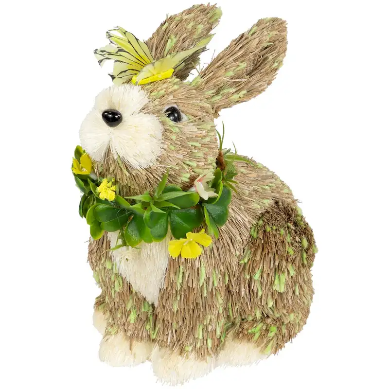 Easter Bunny with Butterfly Straw Figurine - 8