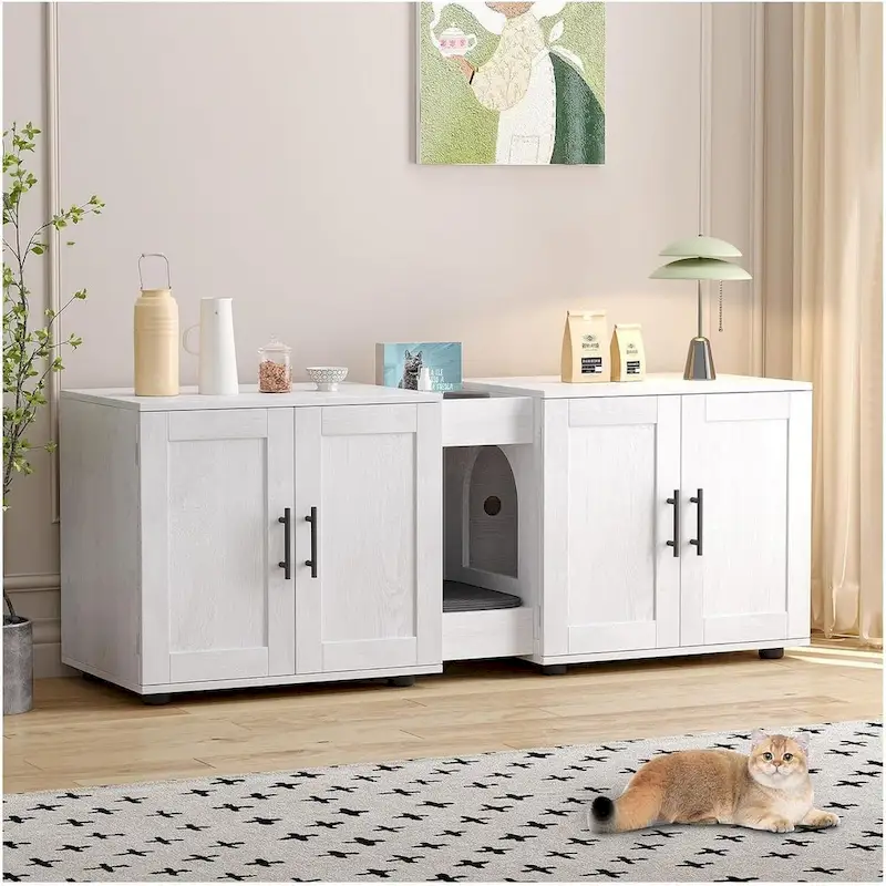 Intimate Double-Room Cat Litter Cabinet Furniture