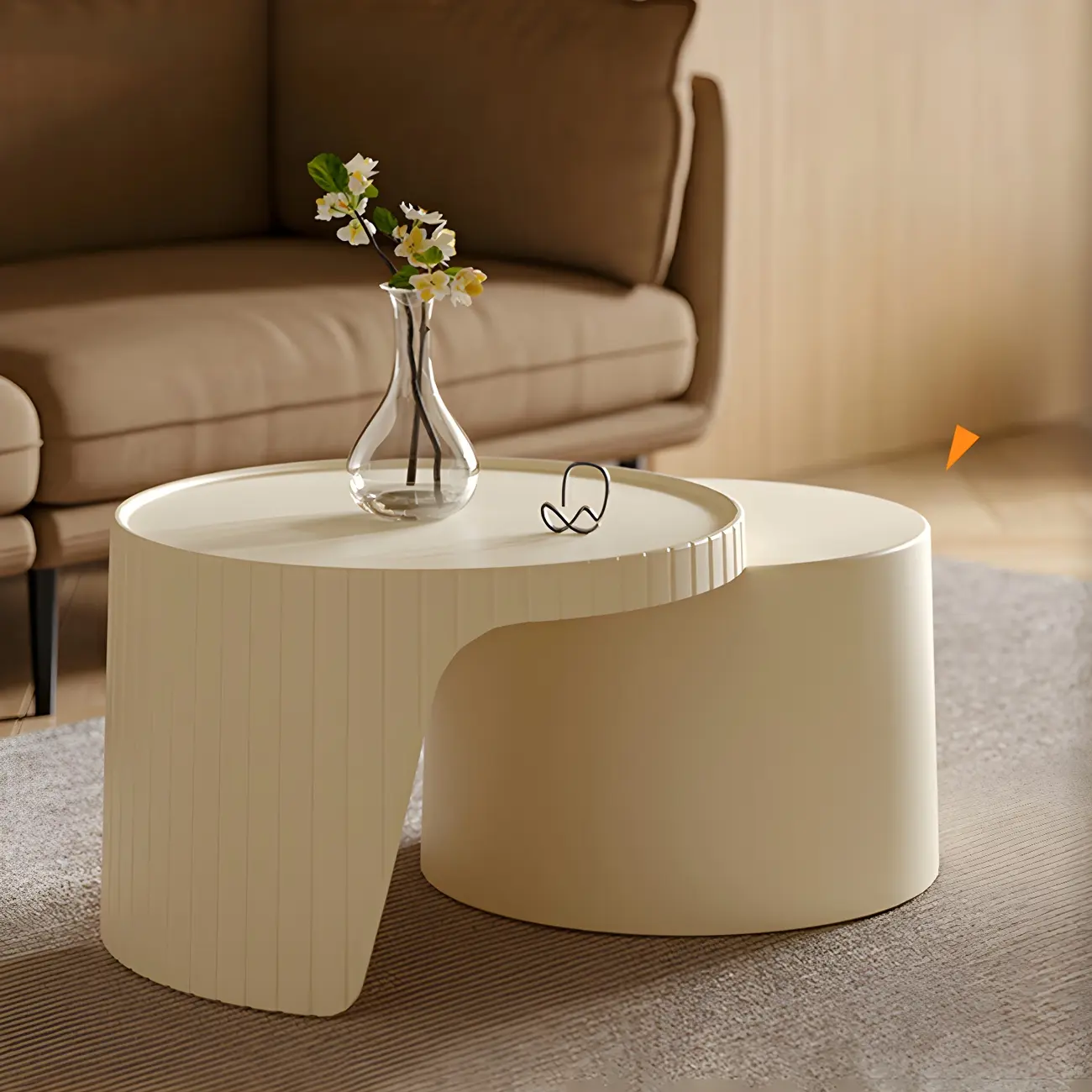 Extendable Acrylic Round Nesting Coffee Table with Tray Top