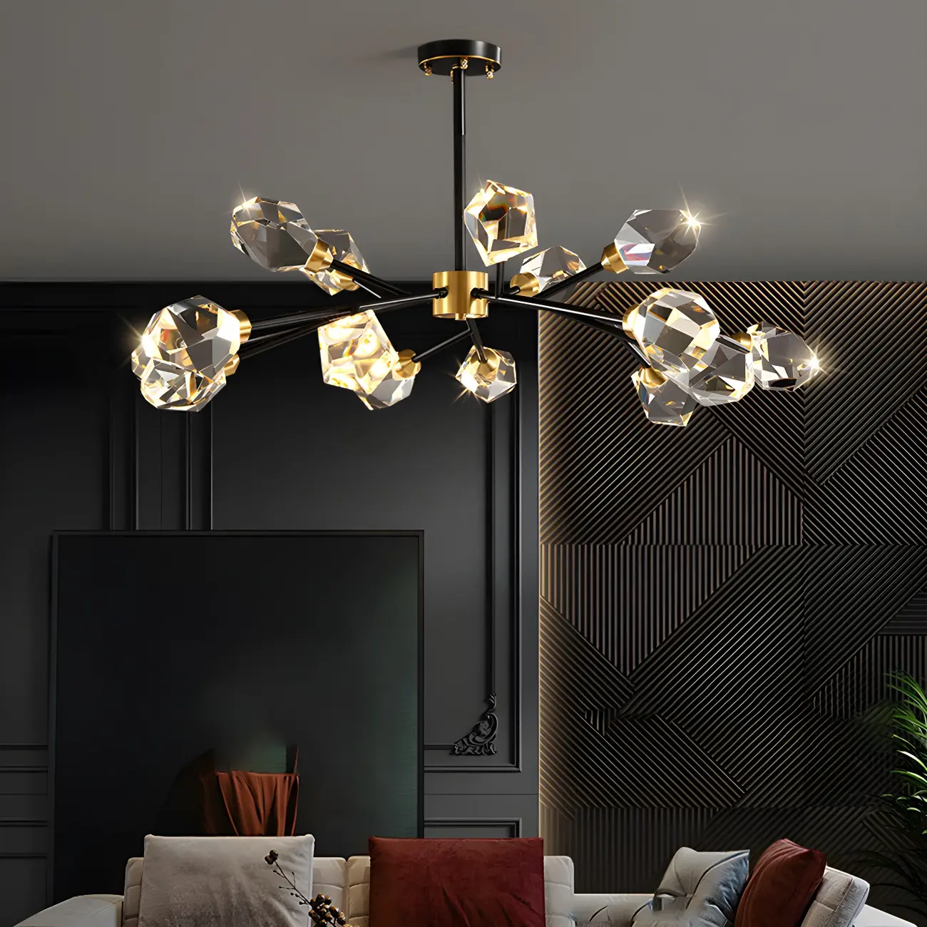 Modern Gold Sputnik Chandelier Crystal Shade