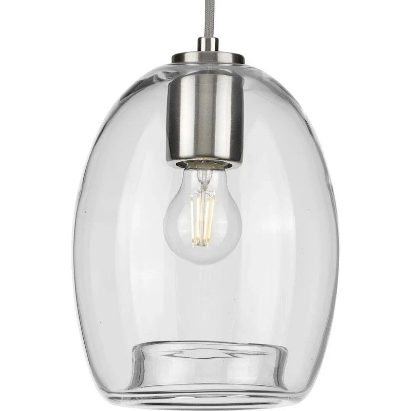 Caisson Collection Brushed Nickel One-Light Mini-Pendant - 14.200  x 9.500  x 9.500