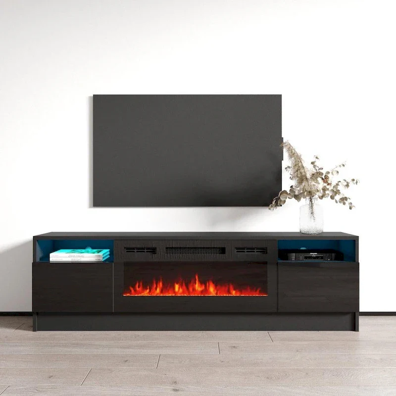 Duke 01 BL-EF Electric Fireplace 63 TV Stand