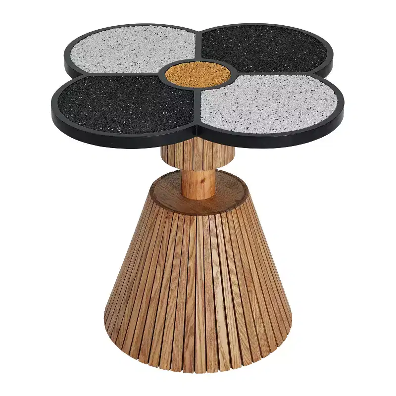 Christopher Knight Home Audrey Modern Stone-Look Resin Four-Leaf Clover Accent Side Table with Wood Base
