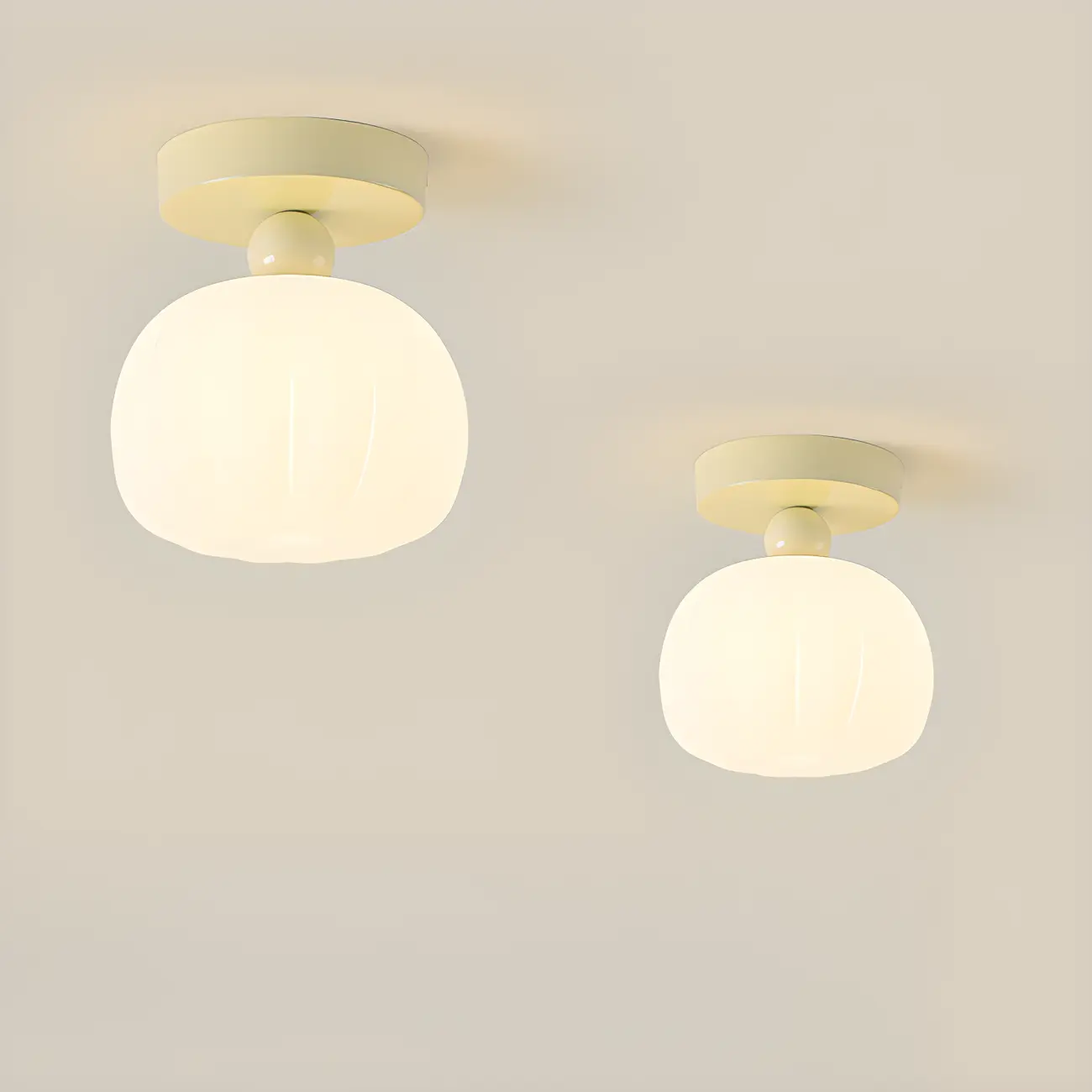 Stylish Pumpkin Semi Flush Ceiling Light with Resin Shade