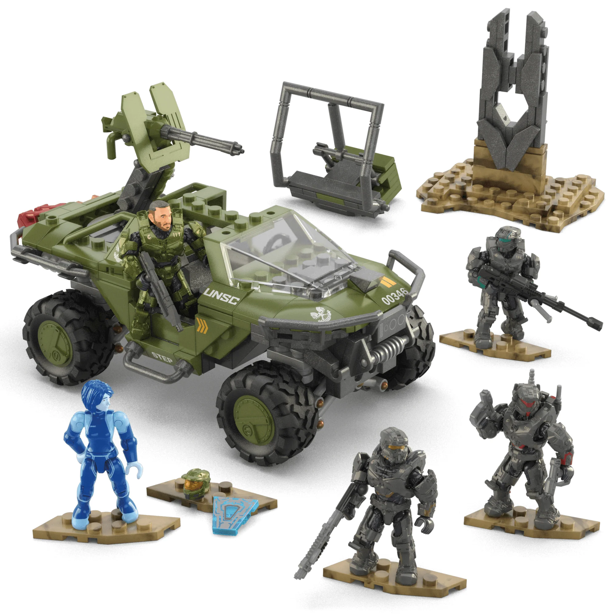 MEGA Halo Fleetcom Warthog Vehicle Building Kit With 5 Micro Action Figures (469 Pieces)