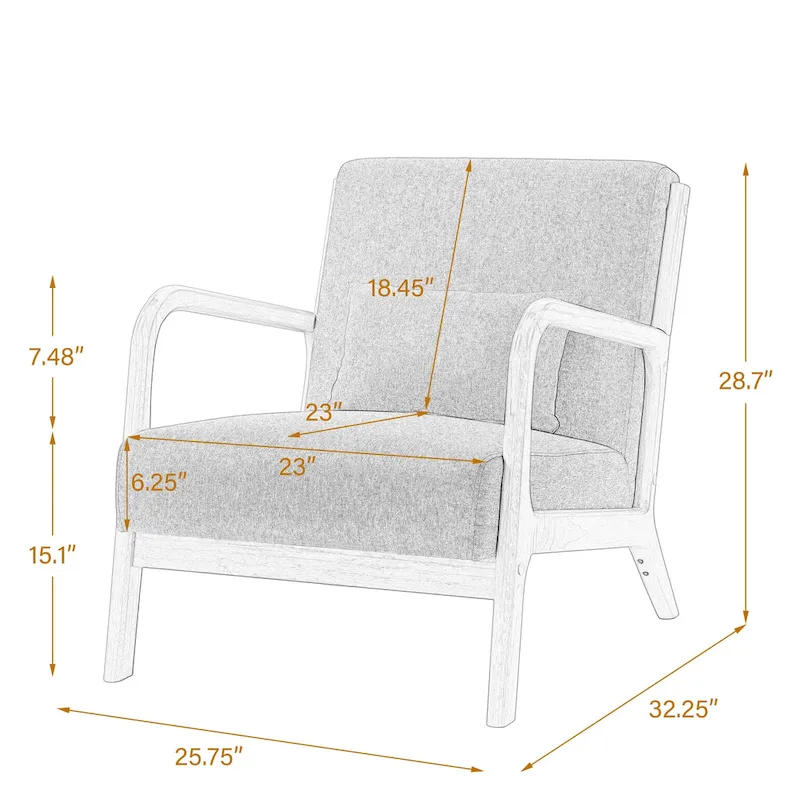 Leon Mid Century Modern Upholstered Accent Chairs Armchair Set of 2