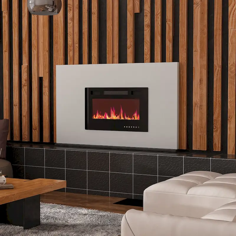 30 Recessed Electric Fireplace High Glossy TV Stand Combo Fireplace