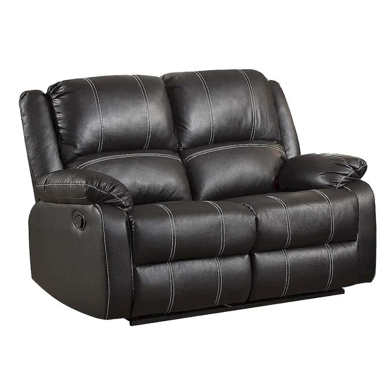 Brown Synthetic Leather Recliner Loveseat