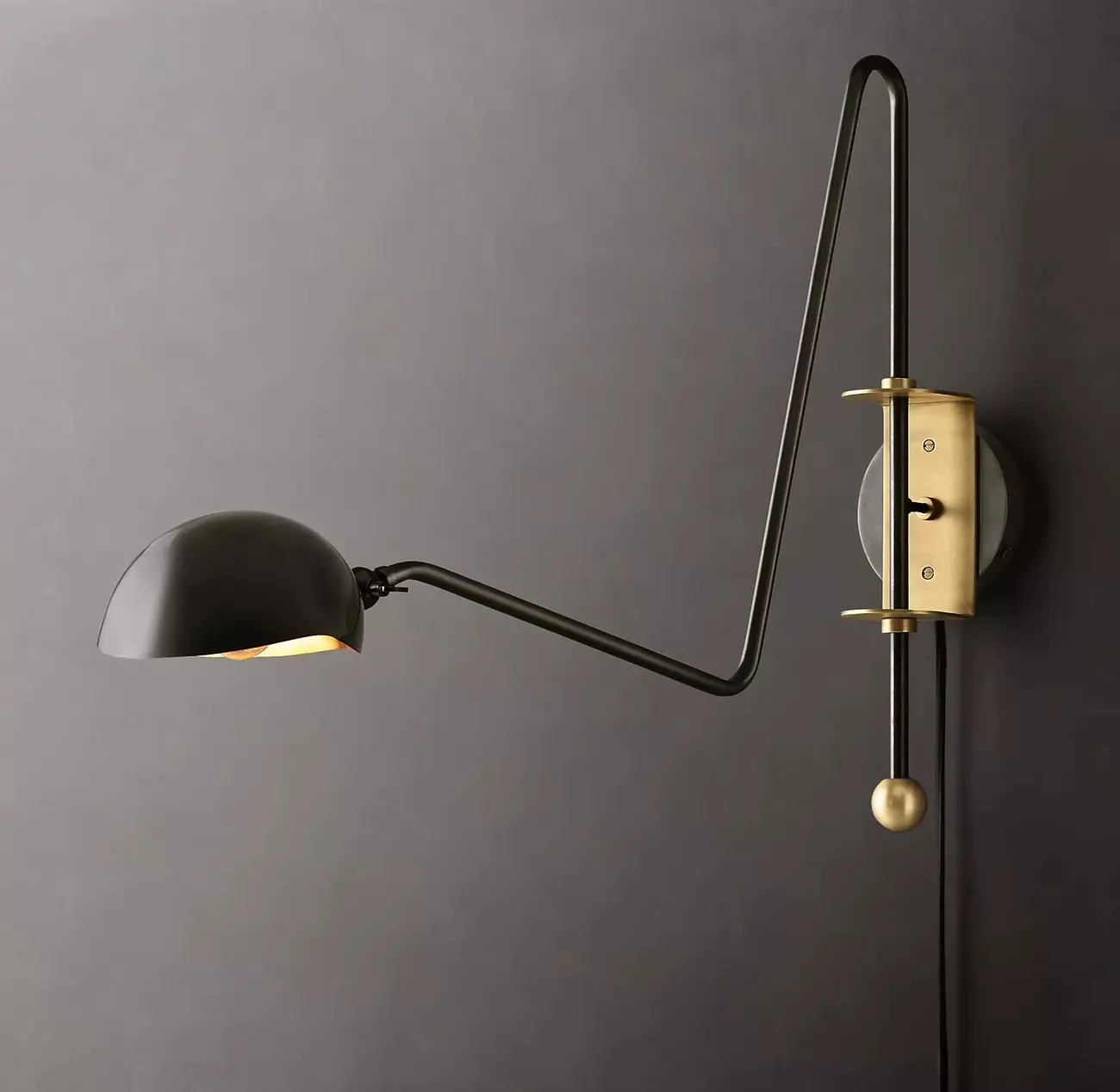 1-Light Copper Shade Swing Arm Wall Light
