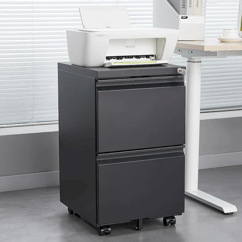 2 Drawer File Cabinet with Lock, Metal Mobile Filing Cabinet