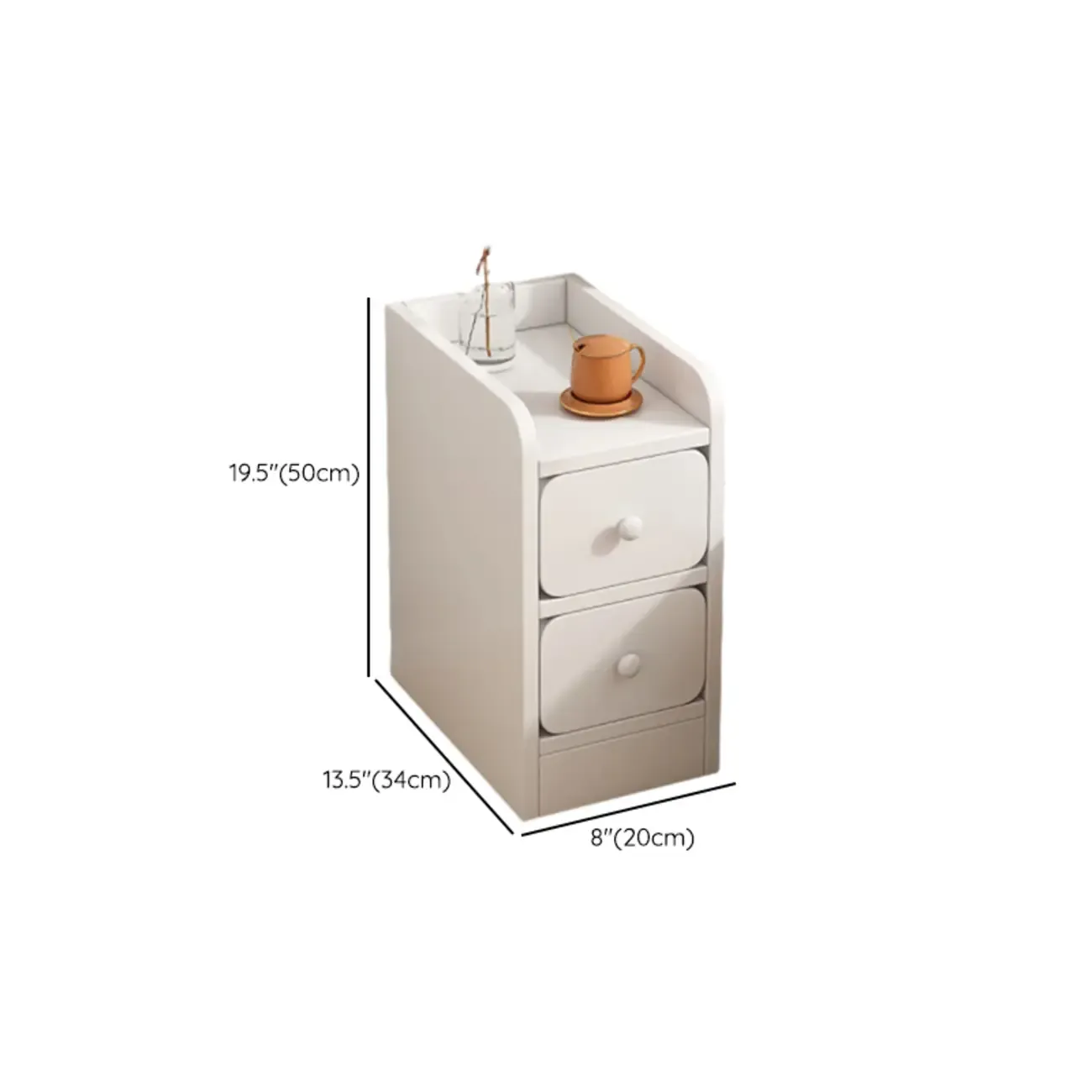 Modern Bedside Table with Drawers - White Nightstand