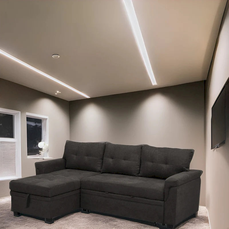 Modern Reversible Convertible Sleeper Sectional Sofa Bed - L-Shape with Storage Chaise, Wide Armrest and Durable Legs