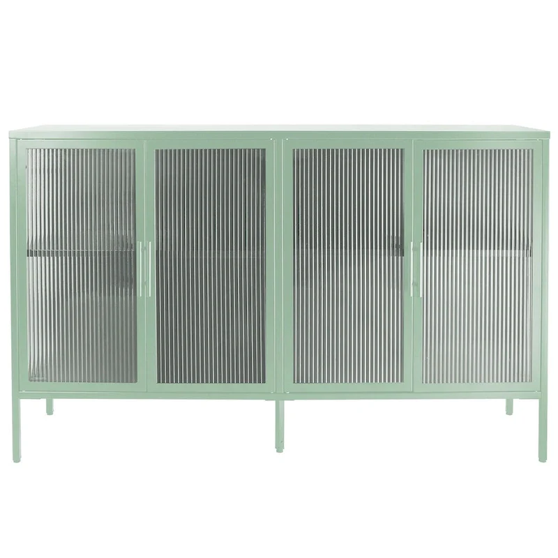 Metal Tempered Glass Cabinet with Adjustable Shelf