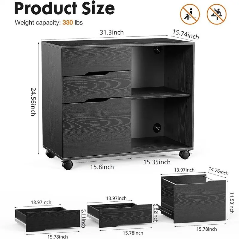File Cabinet 3 Drawer - 31.3 D x 15.7 W x 24.4 H